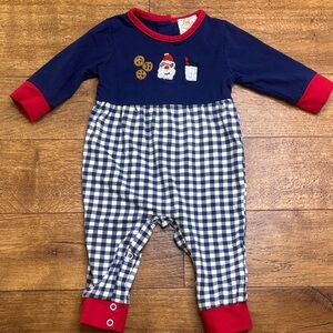 Size 3mo Boys Southern Sass Smocks Christmas French Knot Santa Cookies and Milk